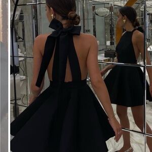 Commense Black Open-Back Mini Dress